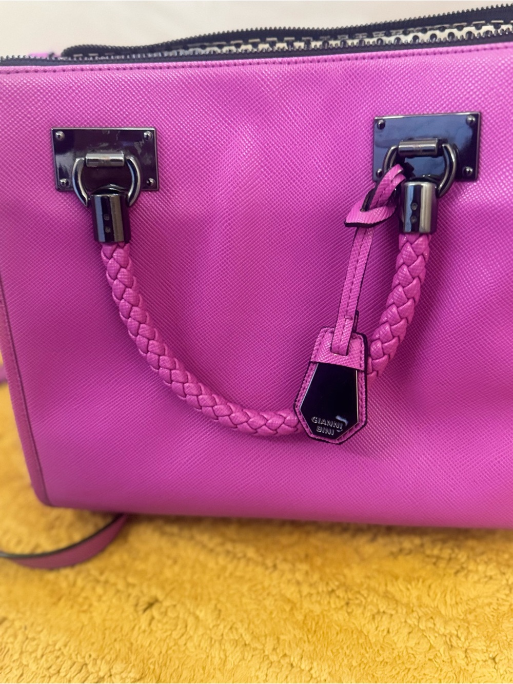 Gianni Bini Vibrant Pink Braided-Handle Satchel